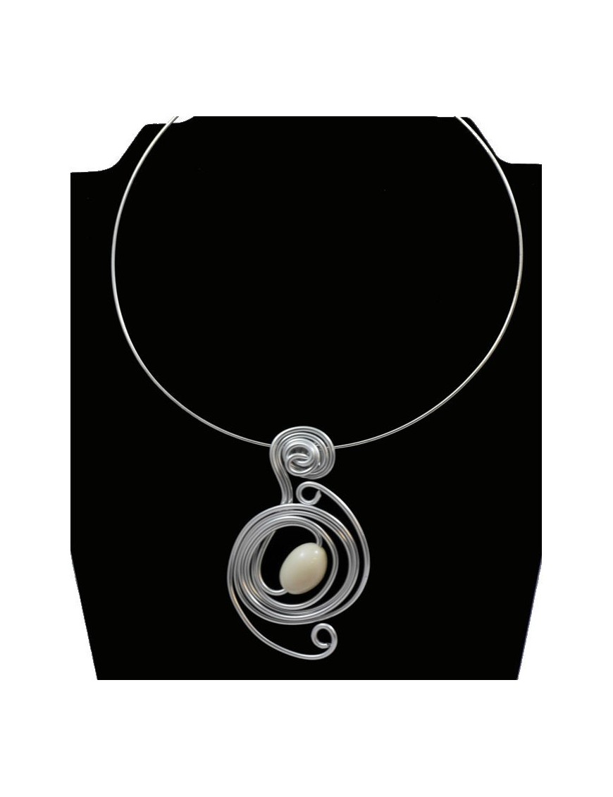 Tour de cou perle tagua olive blanc
