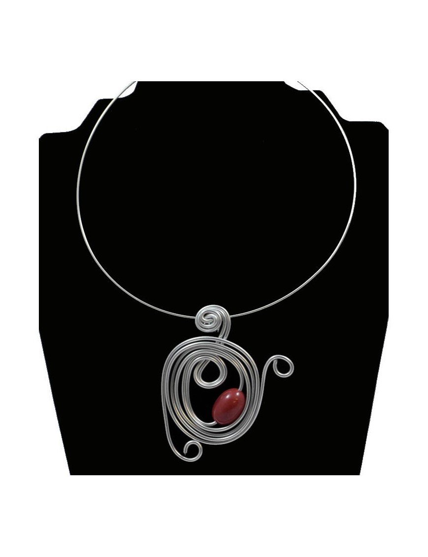 Tour de cou perle tagua olive rouge