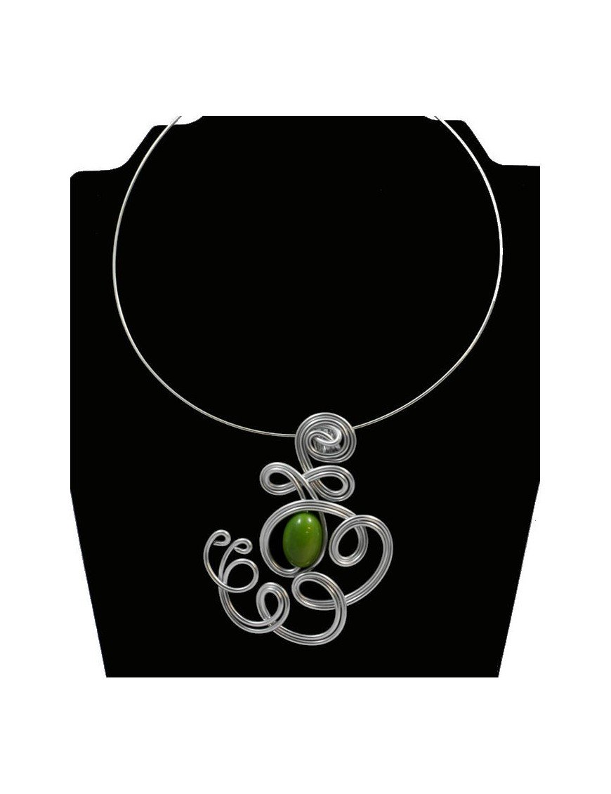 Tour de cou perle tagua olive vert