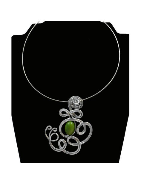 Tour de cou perle tagua olive vert Tour de cou perle tagua olive vert