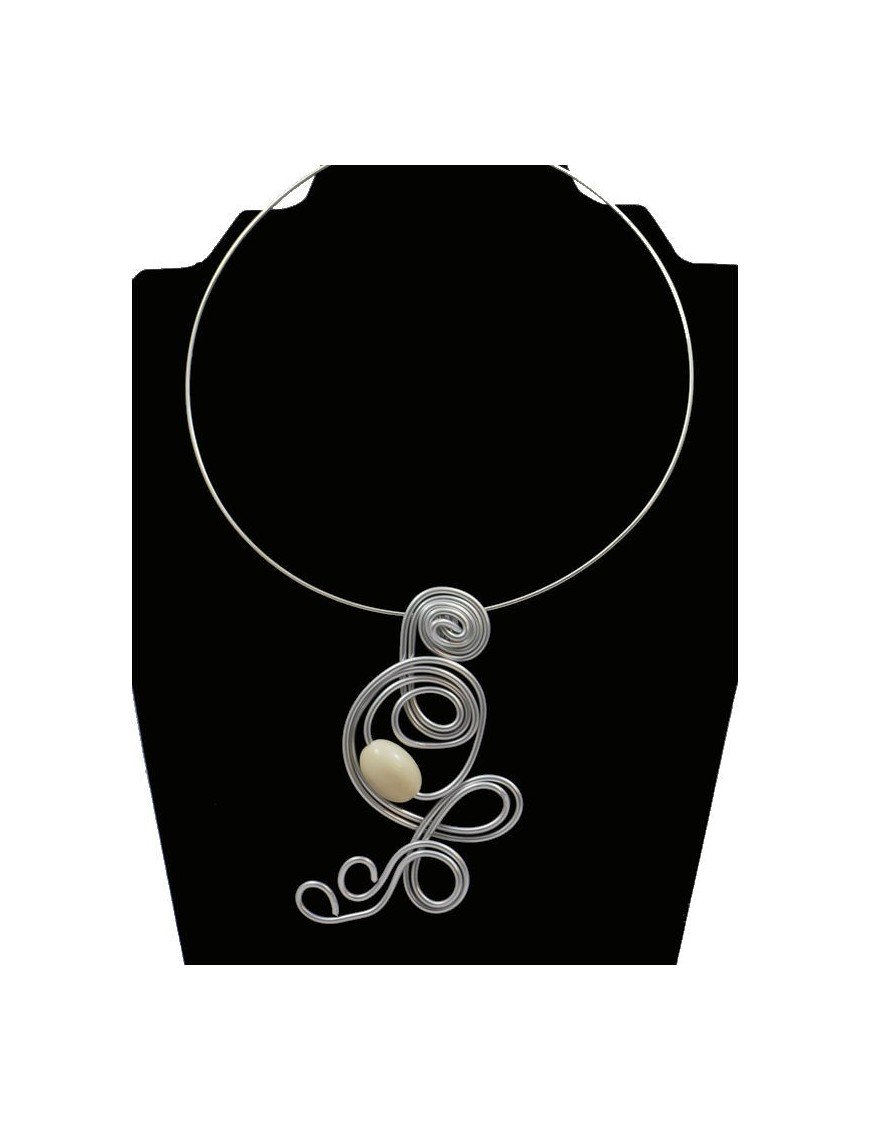 Tour de cou perle tagua olive blanc