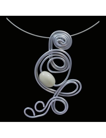 Tour de cou perle tagua olive blanc