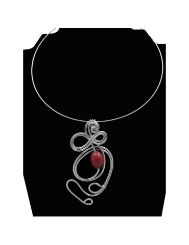 Tour de cou perle tagua olive rouge