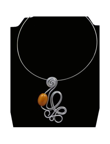 Tour de cou perle tagua olive orange