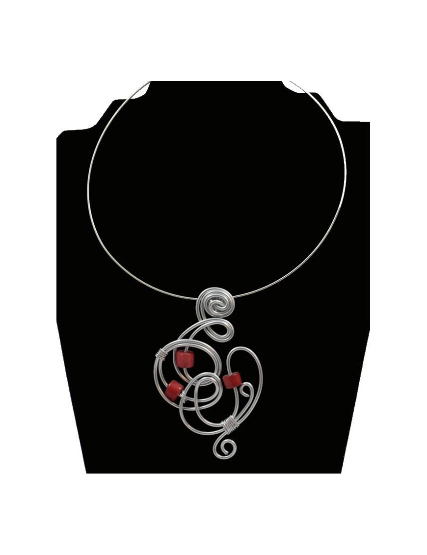 Tour de cou perle tagua rouge