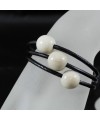Bracelet perles tagua et cuir
