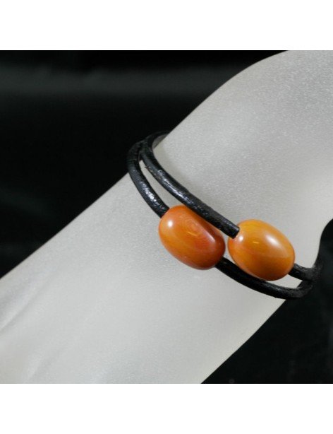 Bracelet perles tagua et cuir Bracelet perles tagua et cuir