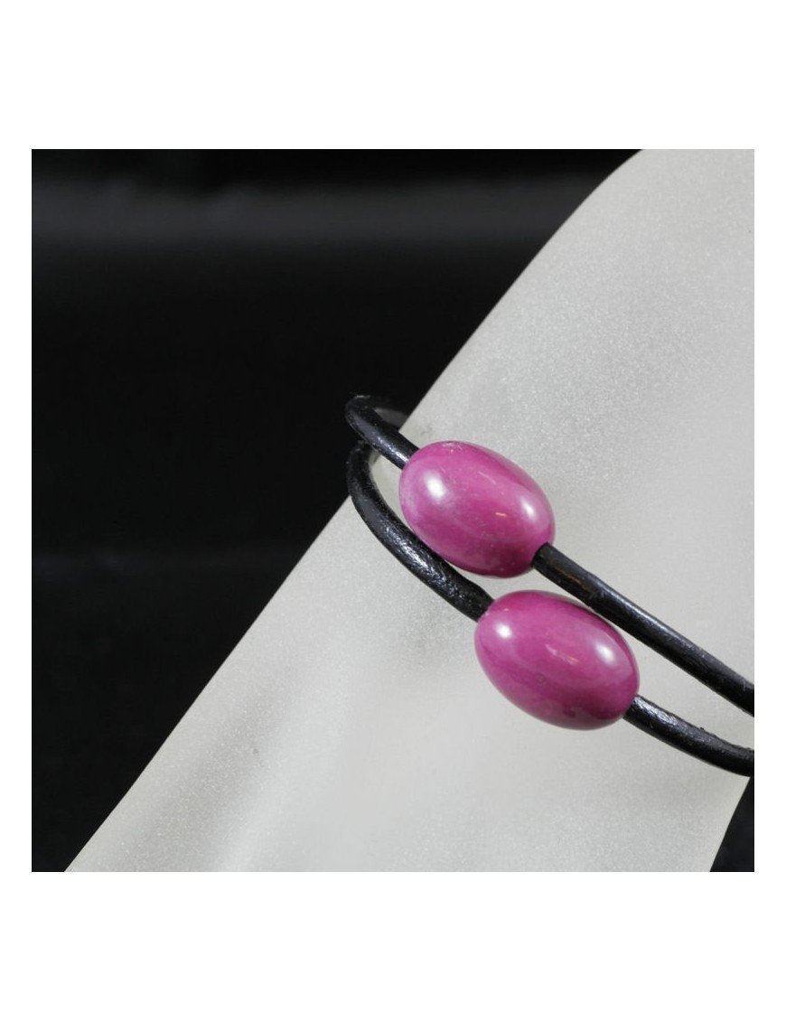 Bracelet perles tagua et cuir