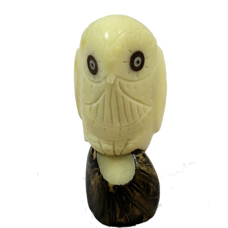 Chouette taillée dans la graine de tagua 
