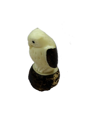 Hibou taillé dans la graine de tagua 