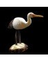 Cigogne taillée dans la graine de tagua 