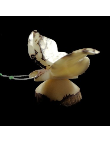 Papillon taillé dans la graine de tagua 