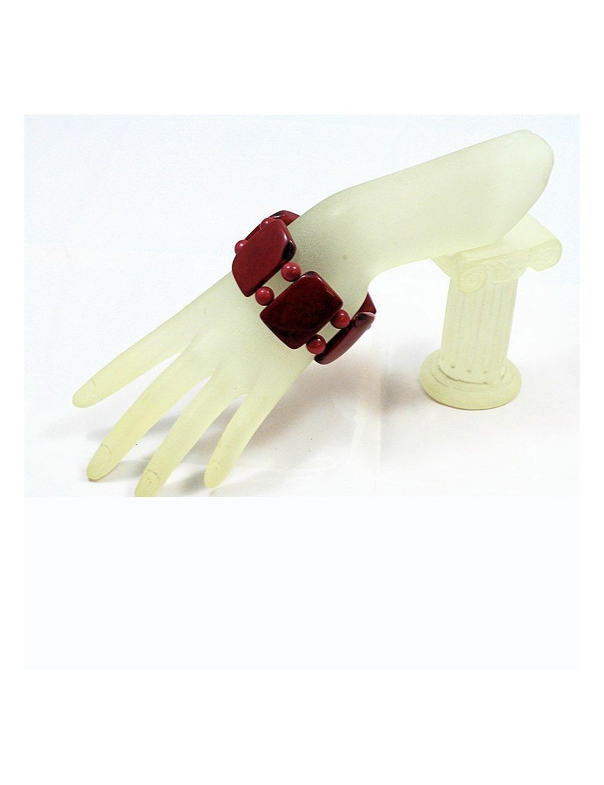 Bracelet plat tagua rouge