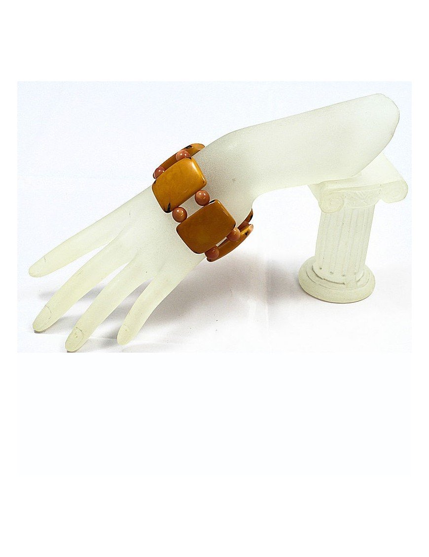 Bracelet plat tagua orange
