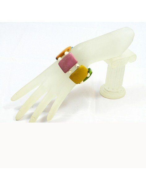 Bracelet plat tagua multicolore Bracelet plat tagua multicolore