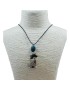 Pendentif chat en alliage et perle de tagua teintée bleu