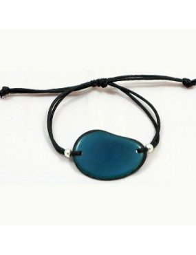 bracelet tranche de tagua teinte bleu