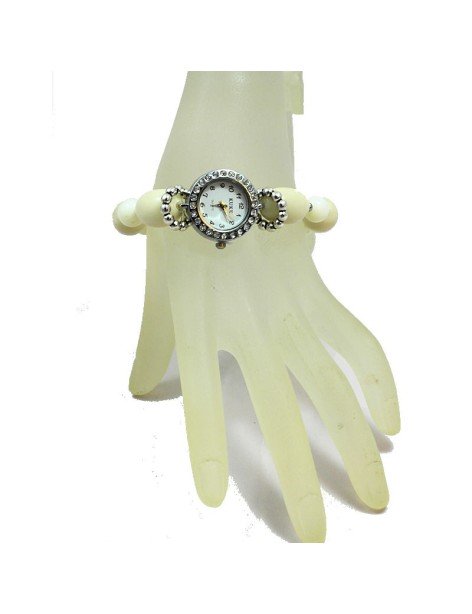 Montre bracelet perles Tagua couleur naturelle Montre bracelet perles Tagua couleur naturelle