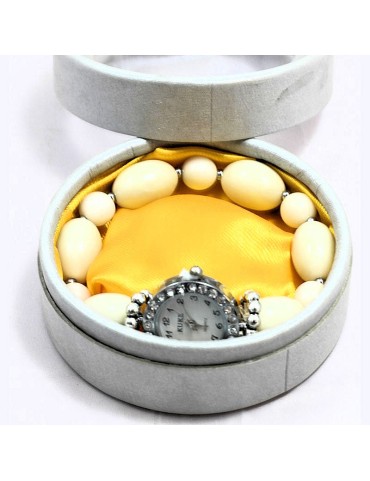 Montre bracelet perles Tagua couleur naturelle