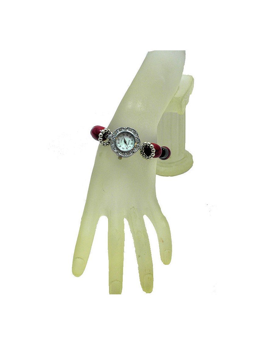 Montre bracelet perles Tagua teintées