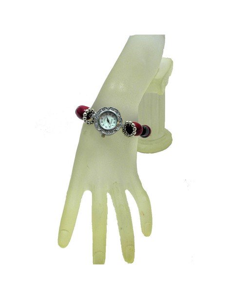 Montre bracelet perles Tagua teintées Montre bracelet perles Tagua teintées