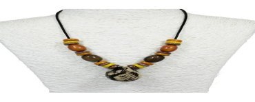 Collier perles de tagua teintées et naturelles