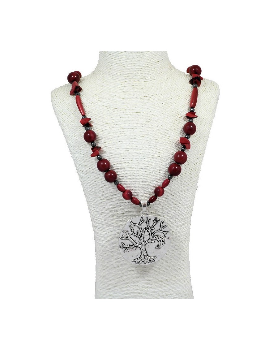 Sautoir perles de tagua teintées