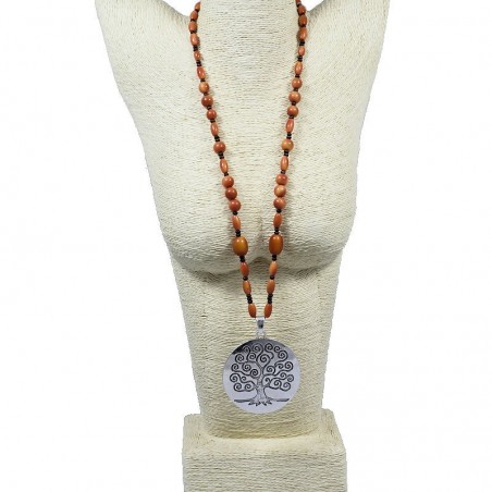 Sautoir perles de tagua teintées en orange Sautoir perles de tagua teintées en orange