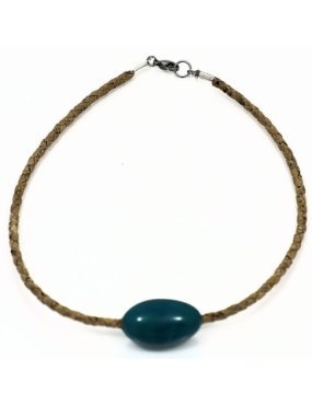 collier en liege avec perle olive de tagua teintée