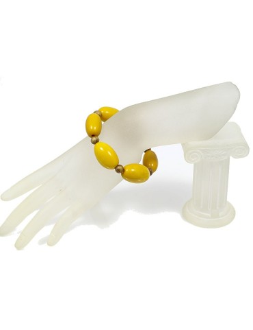 Bracelet perles olive en tagua ou ivoire végétal