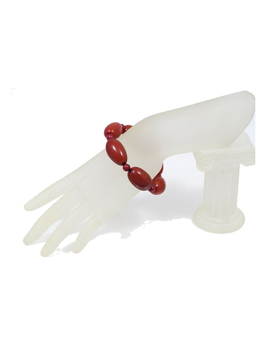 Bracelet perles olive en tagua ou ivoire végétal