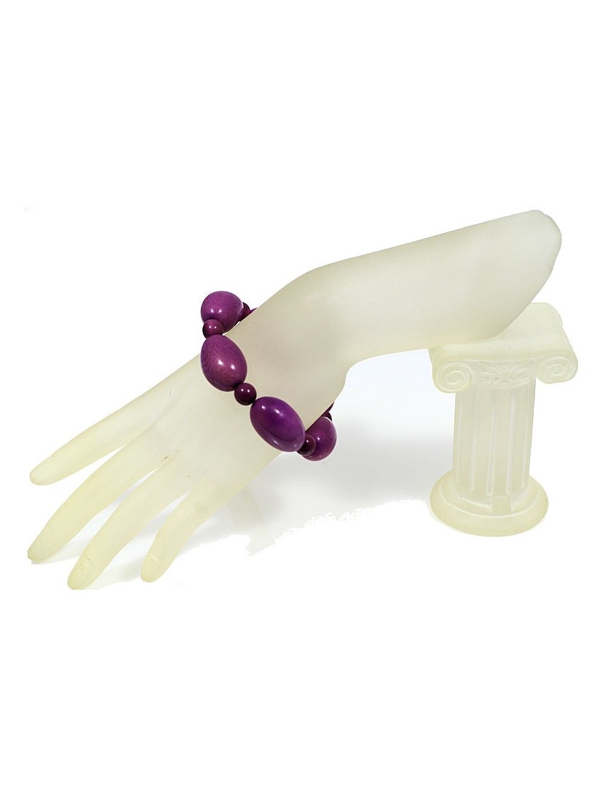 Bracelet perles olive en tagua ou ivoire végétal