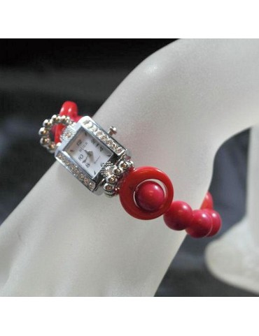 Montre bracelet perles Tagua teintées 