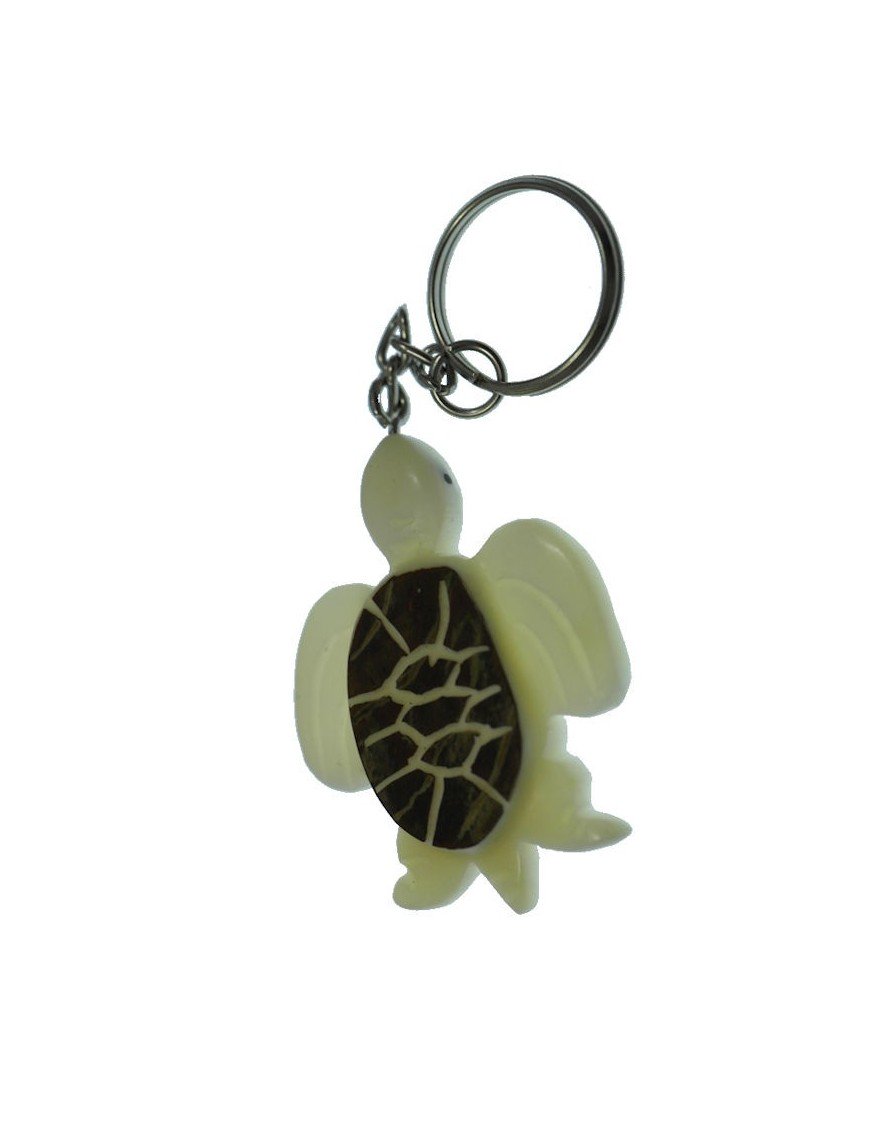 Porte clé tortue de mer écorce tagua 