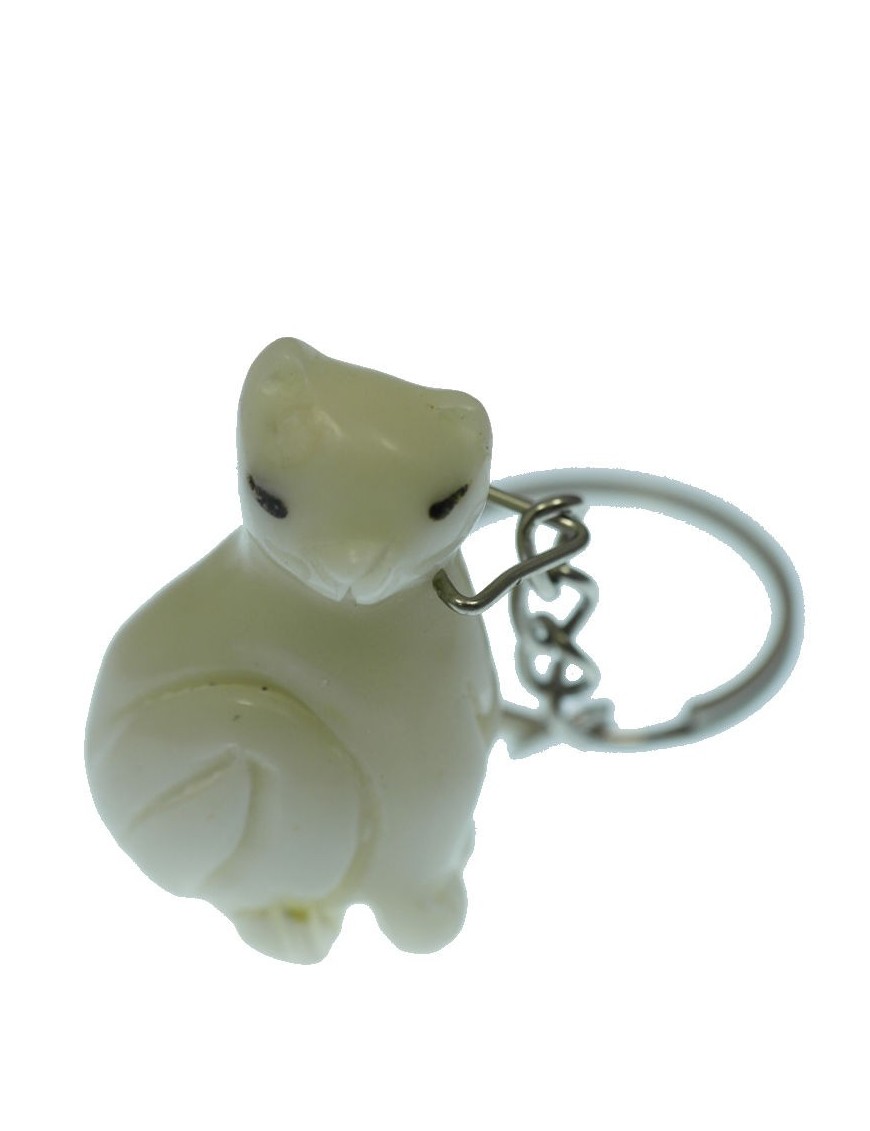 Porte clé chat assis tagua 