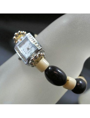 Montre bracelet perles Tagua teintées 
