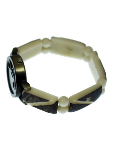 Femme Montre Tendance Quartz Bracelet en tagua ou ivoire végétal