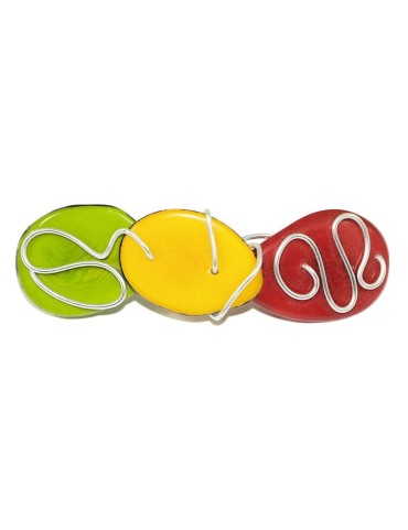 Barrette tranches de tagua teintées