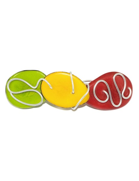 Barrette tranches de tagua teintées Barrette tranches de tagua teintées