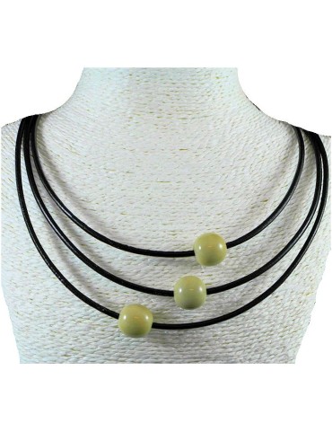 Collier  cuir et perles de tagua