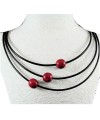 Marjolaine Collier  cuir et perles de tagua