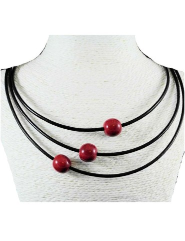 Collier  cuir et perles de tagua