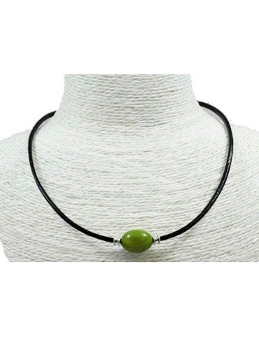 Collier  cuir et perles de tagua