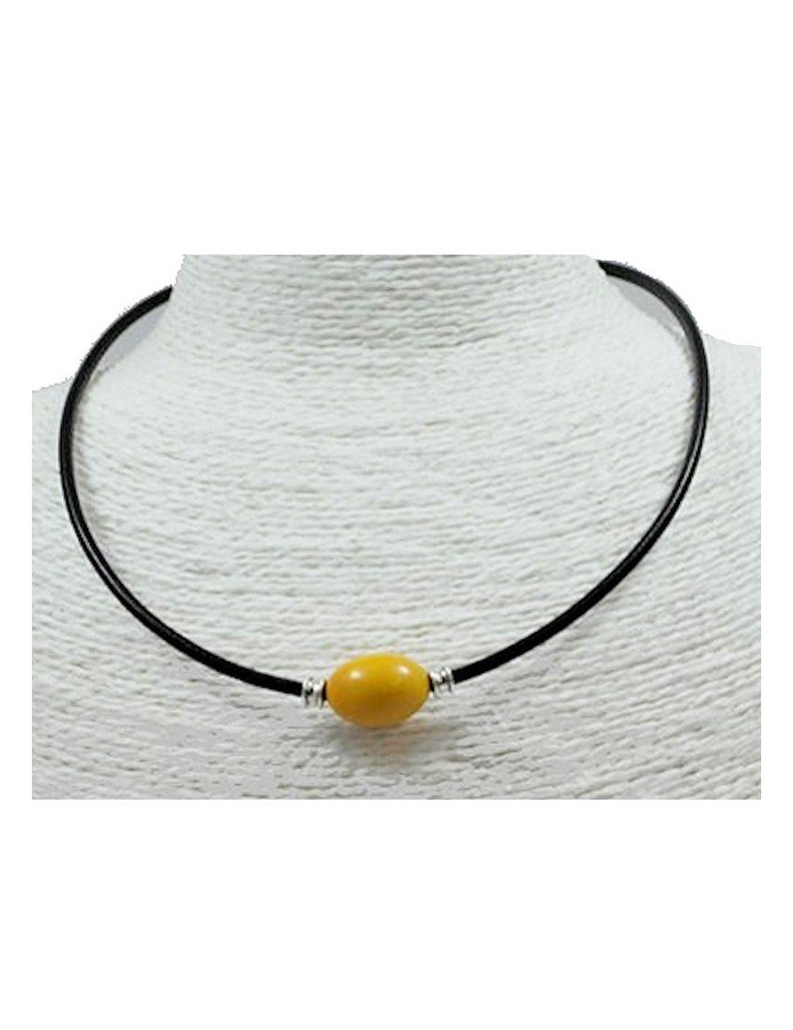 Collier  cuir et perles de tagua