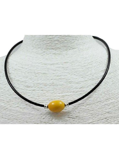 Collier cuir et perles de tagua Collier cuir et perles de tagua