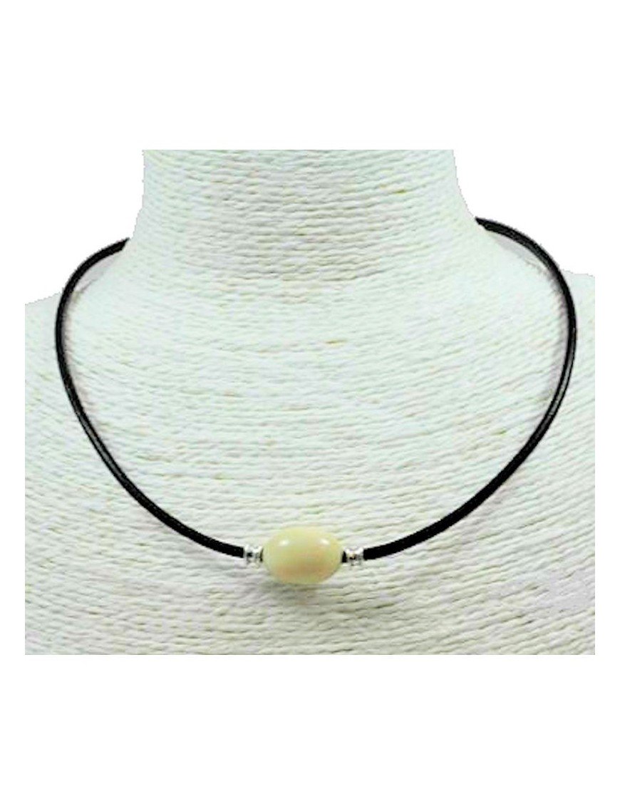 Collier  cuir et perles de tagua