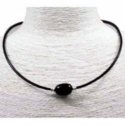 Collier  cuir et perles de tagua