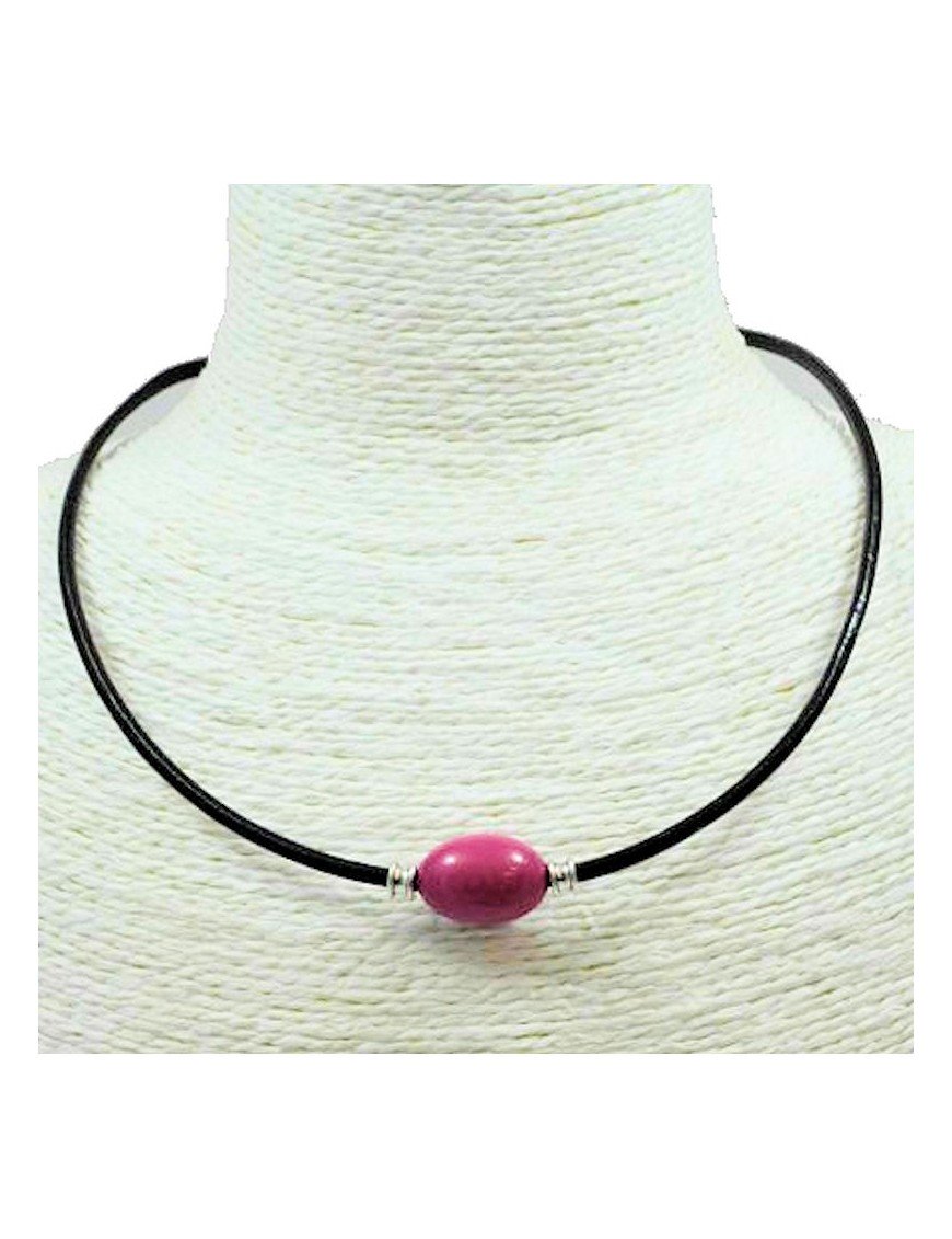 Collier  cuir et perles de tagua