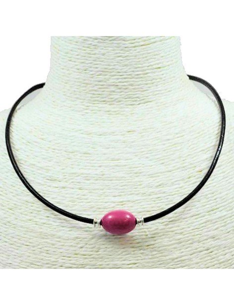 Collier cuir et perles de tagua Collier cuir et perles de tagua