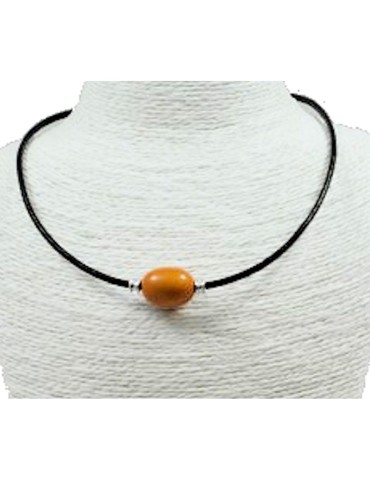 Collier  cuir et perles de tagua